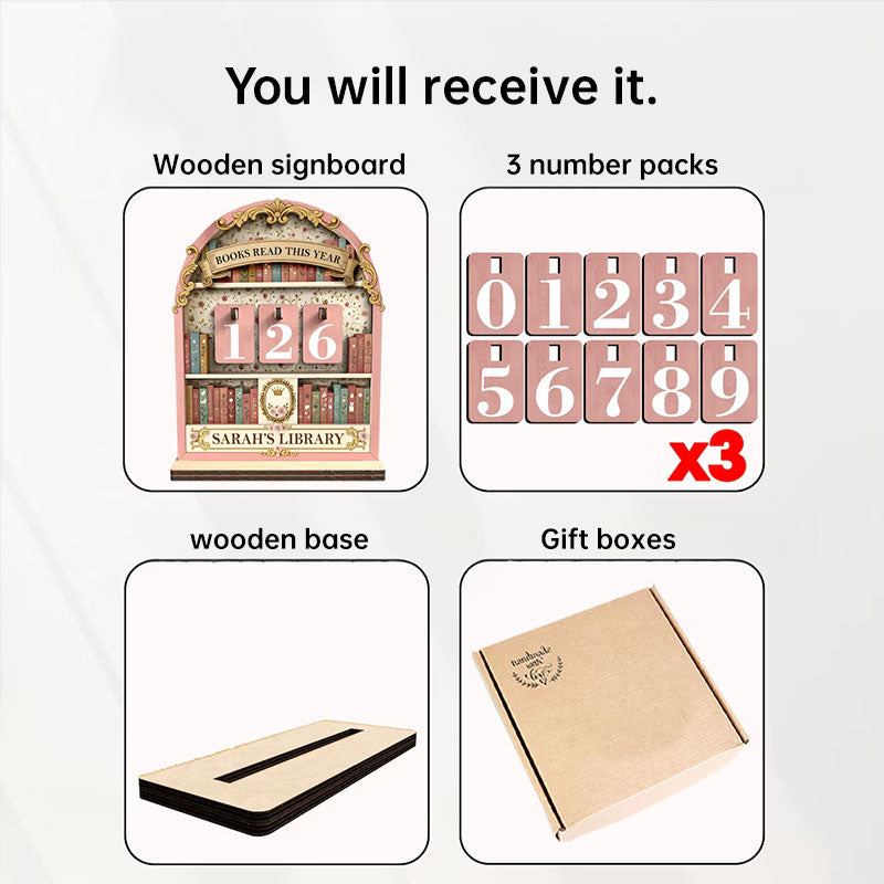 Vintage Wooden Book Sets for Reading This Year, 999-Count Bookshelf Display, Reading Tracker, Decorative Shelf Ornament