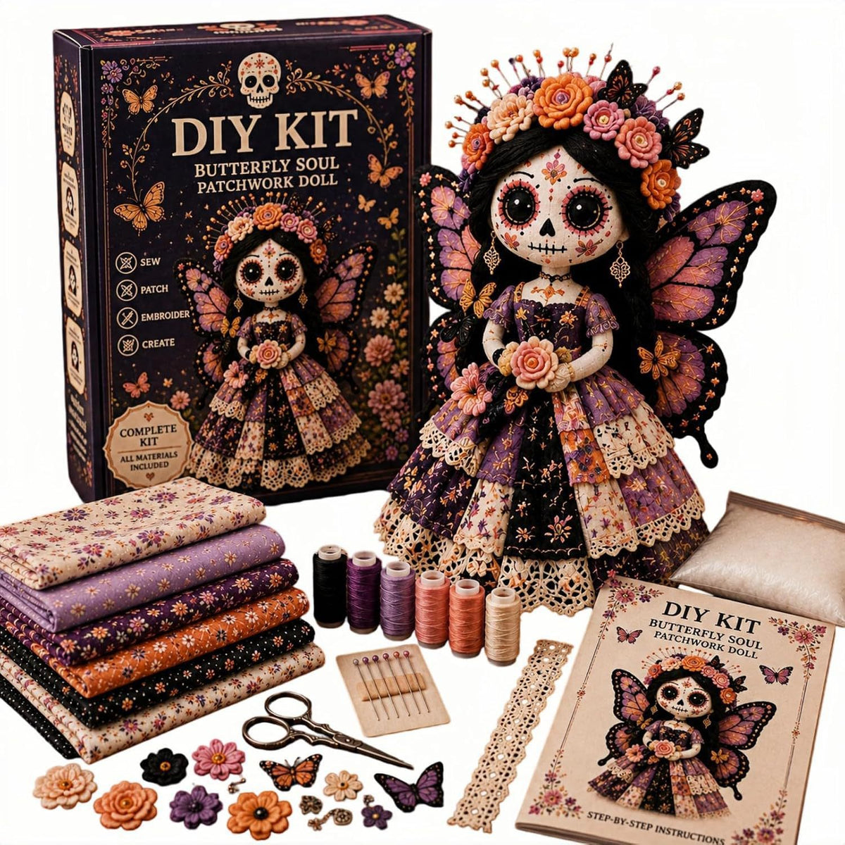 Halloween DIY Craft Kit Patchwork Doll DIY Kit Sewing Kit