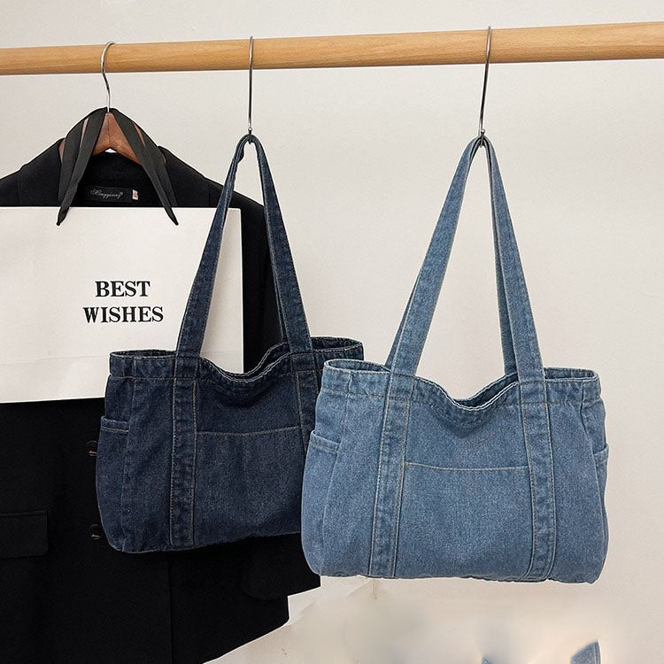 Custom Embroidered Denim Tote Bag | Personalised Women's Shoulder Bag