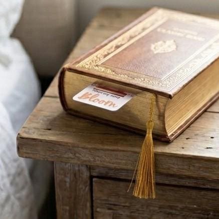 Floral Stack of Books Bookmark – Reading Helps My Mind Bloom, Gold Tassel
