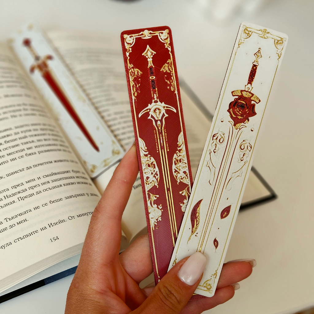 Sword & Floral Bookmark Set – Blades and Blossom Fantasy Book Lover Gift