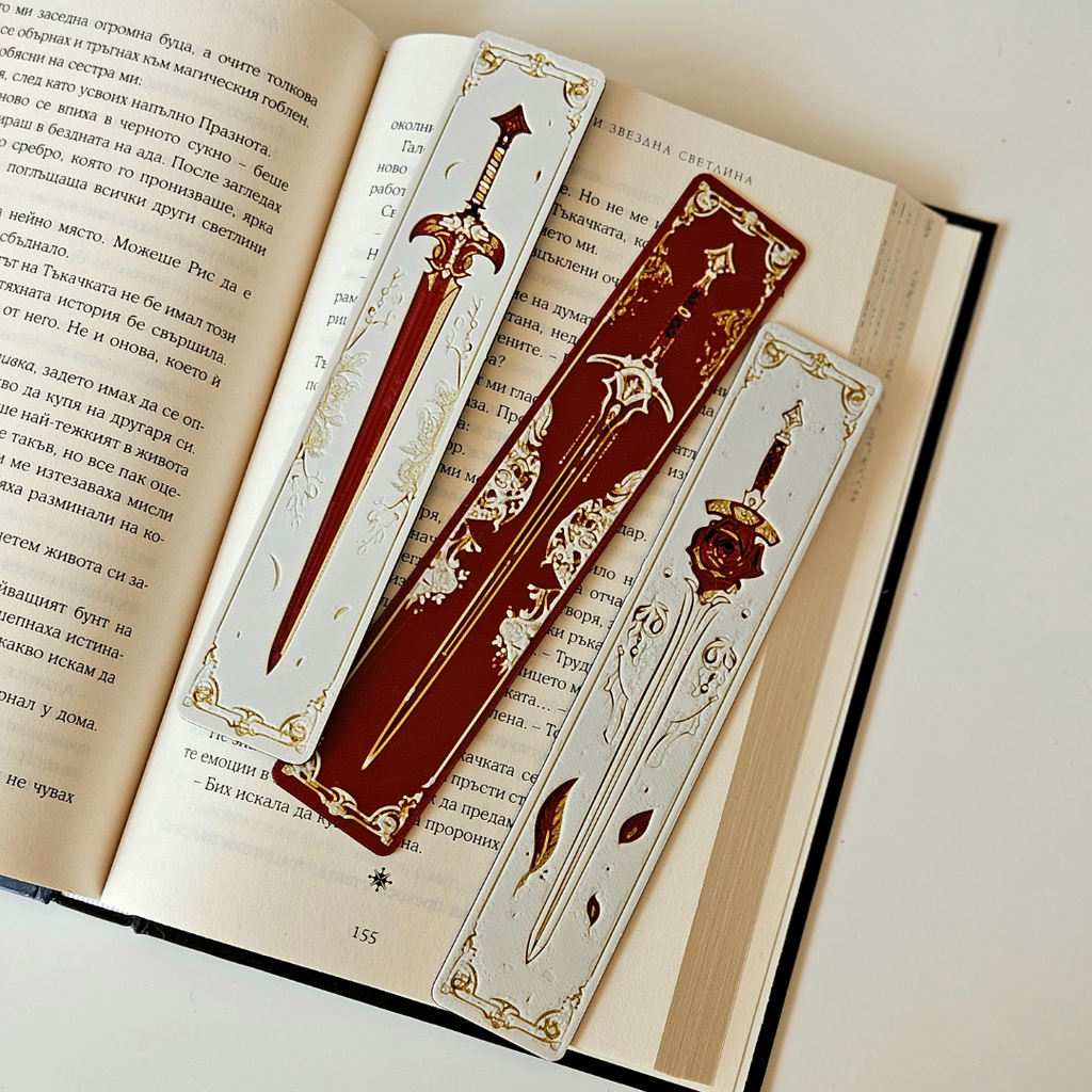 Sword & Floral Bookmark Set – Blades and Blossom Fantasy Book Lover Gift