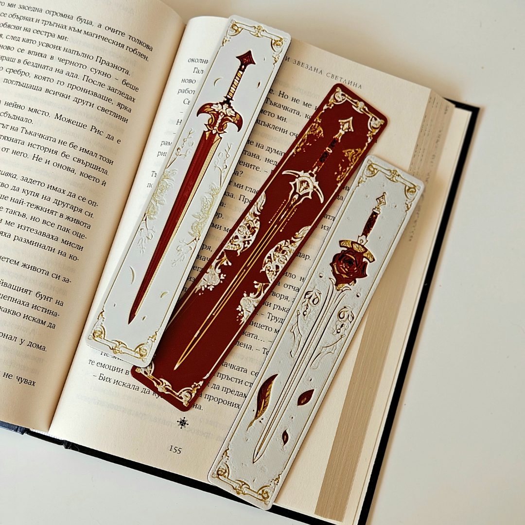 Sword & Floral Bookmark Set – Blades and Blossom Fantasy Book Lover Gift