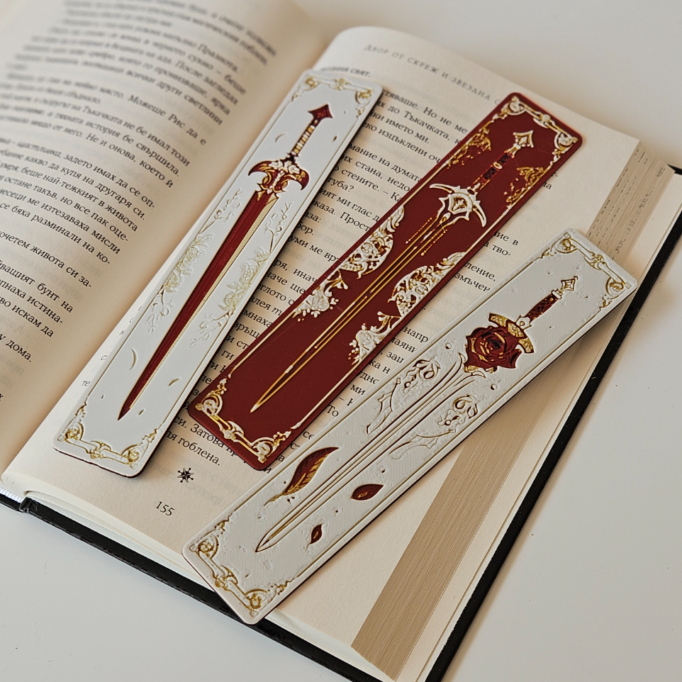 Sword & Floral Bookmark Set – Blades and Blossom Fantasy Book Lover Gift