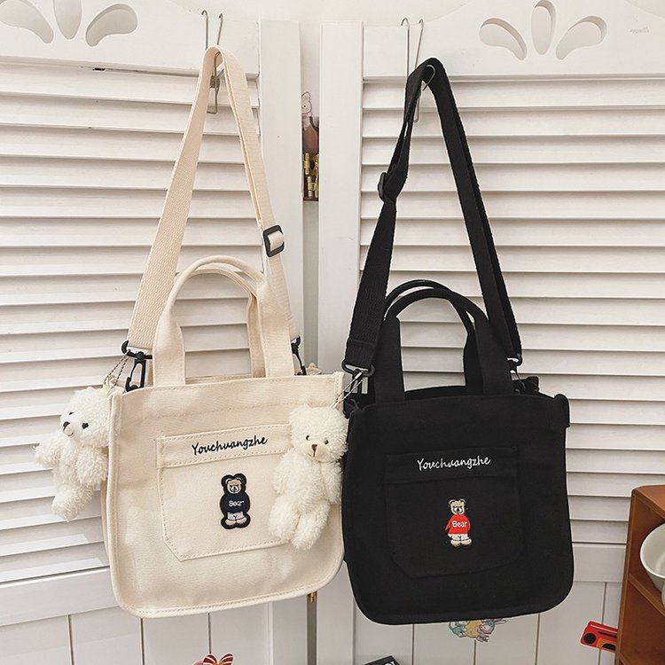 Cute Small Bag Fresh Canvas Bag Girl Sen Department Literary Girly Feeling Messenger Student Cartoon Mobile Phone Bag