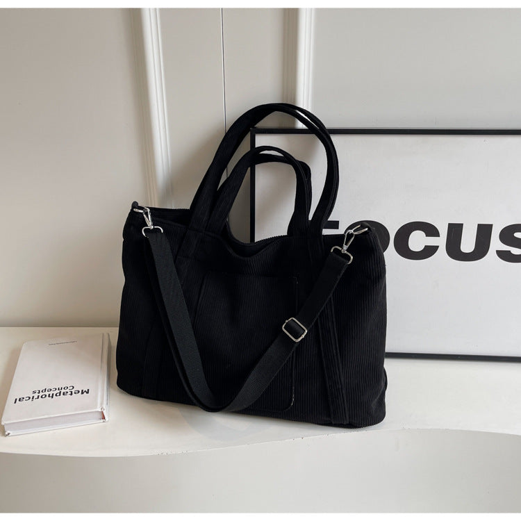 Corduroy Tote Bag – Large Shoulder Bag for Everyday Carry