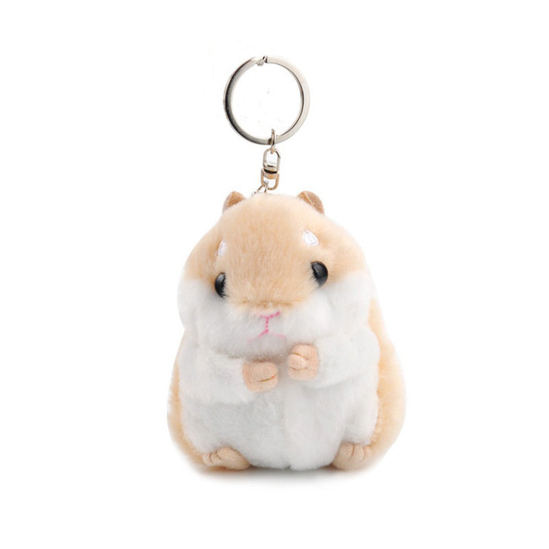 Mini Hamster Keyrings Keychains Faux Rabbit Fur Pompom Fluffy Trinkets Car Handbag Pendant Key Chian Ring Holder