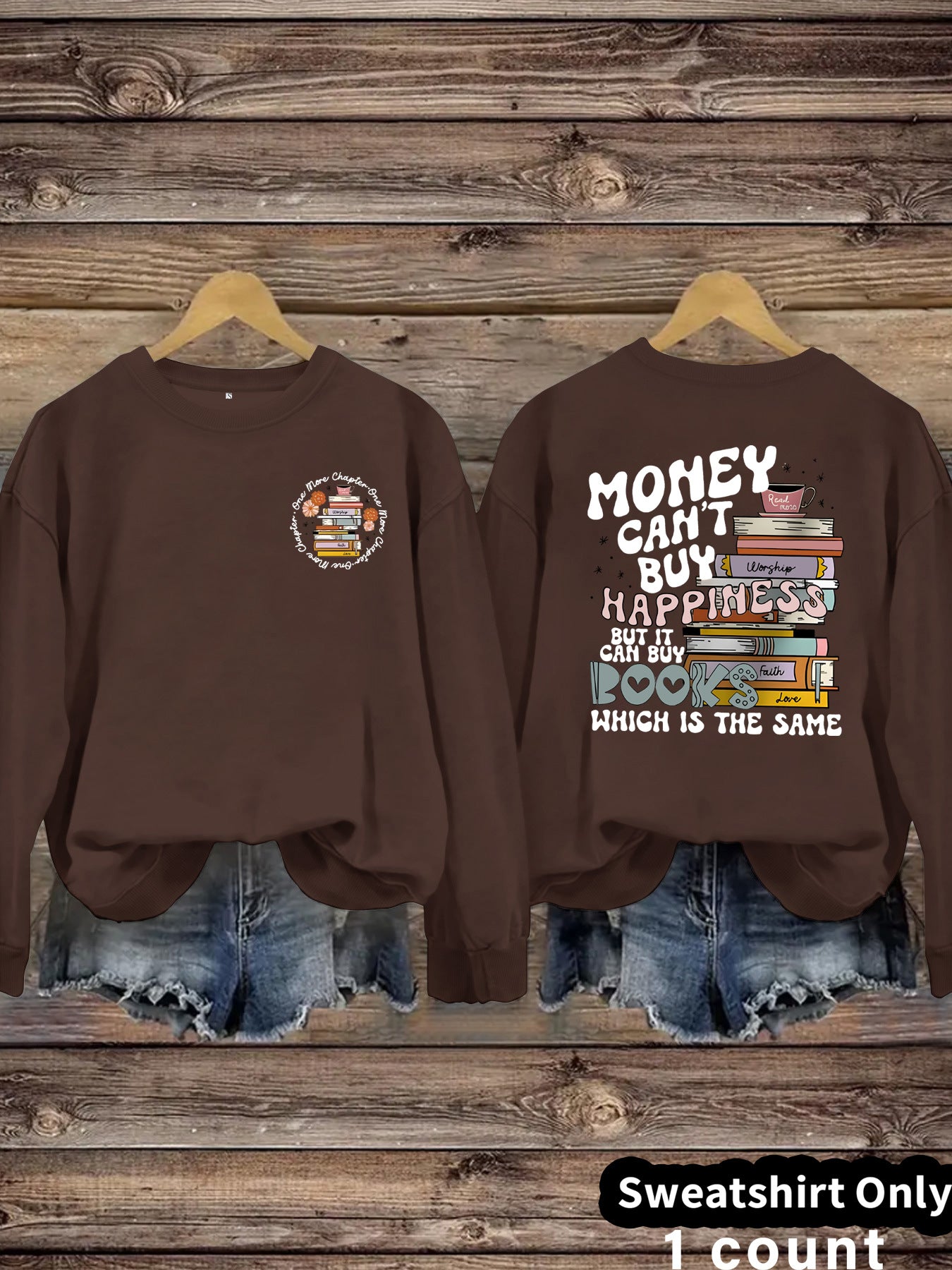 Book Flower Pattern Hoodie