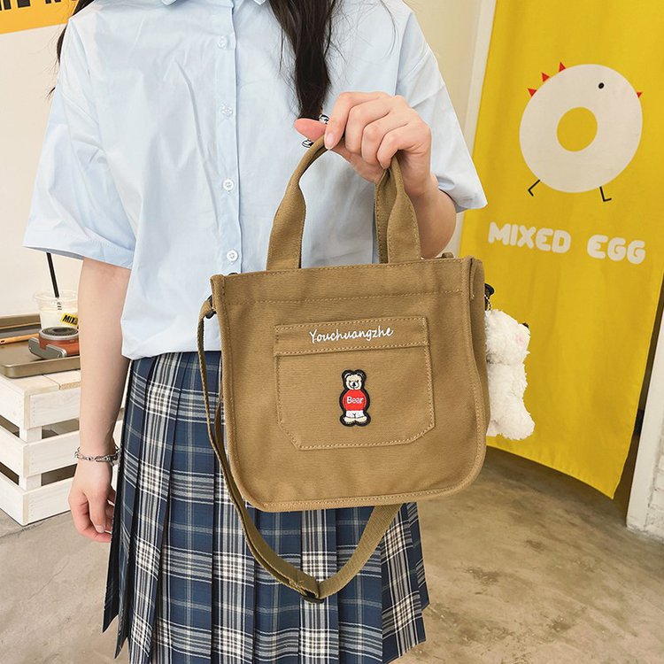 Cute Small Bag Fresh Canvas Bag Girl Sen Department Literary Girly Feeling Messenger Student Cartoon Mobile Phone Bag