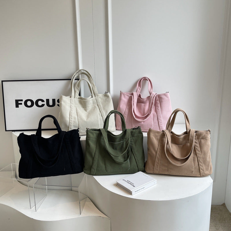 Corduroy Tote Bag – Large Shoulder Bag for Everyday Carry