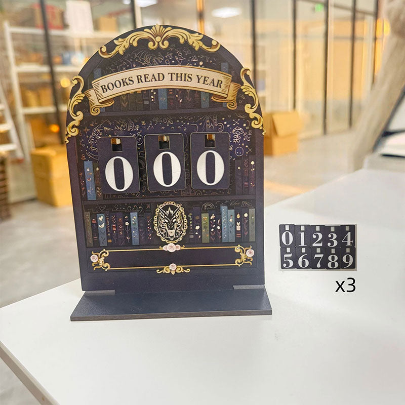 Vintage Wooden Book Sets for Reading This Year, 999-Count Bookshelf Display, Reading Tracker, Decorative Shelf Ornament