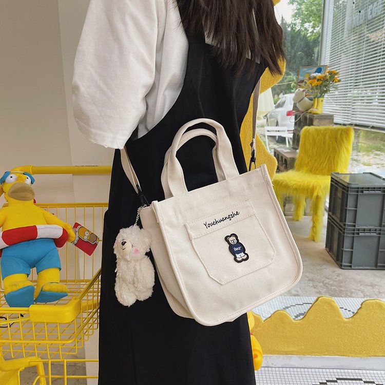 Cute Small Bag Fresh Canvas Bag Girl Sen Department Literary Girly Feeling Messenger Student Cartoon Mobile Phone Bag