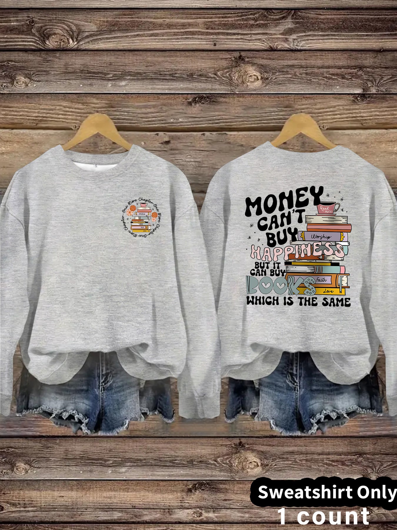 Book Flower Pattern Hoodie