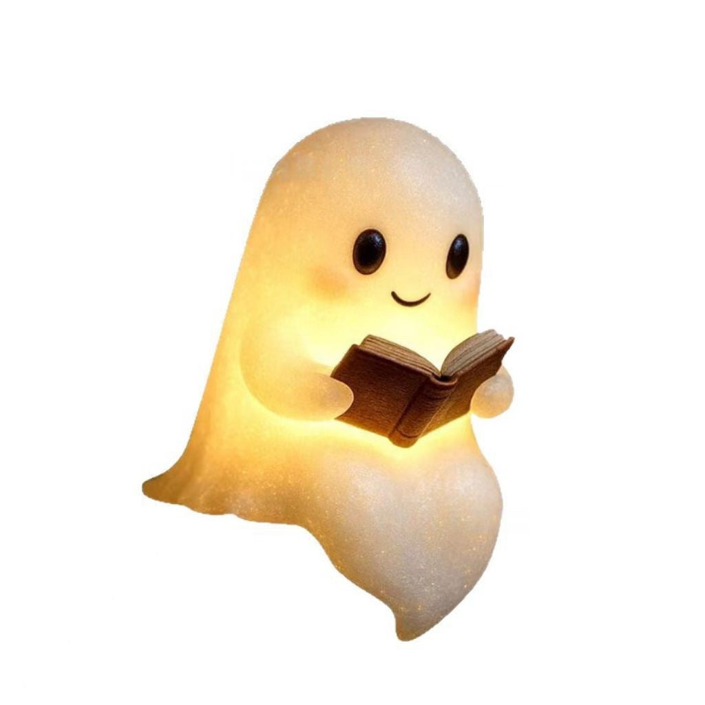 Cute Ghost Reading Book Lamp Halloween Ghost Night Light Decoration
