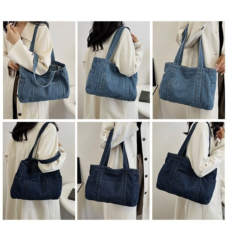Custom Embroidered Denim Tote Bag | Personalised Women's Shoulder Bag
