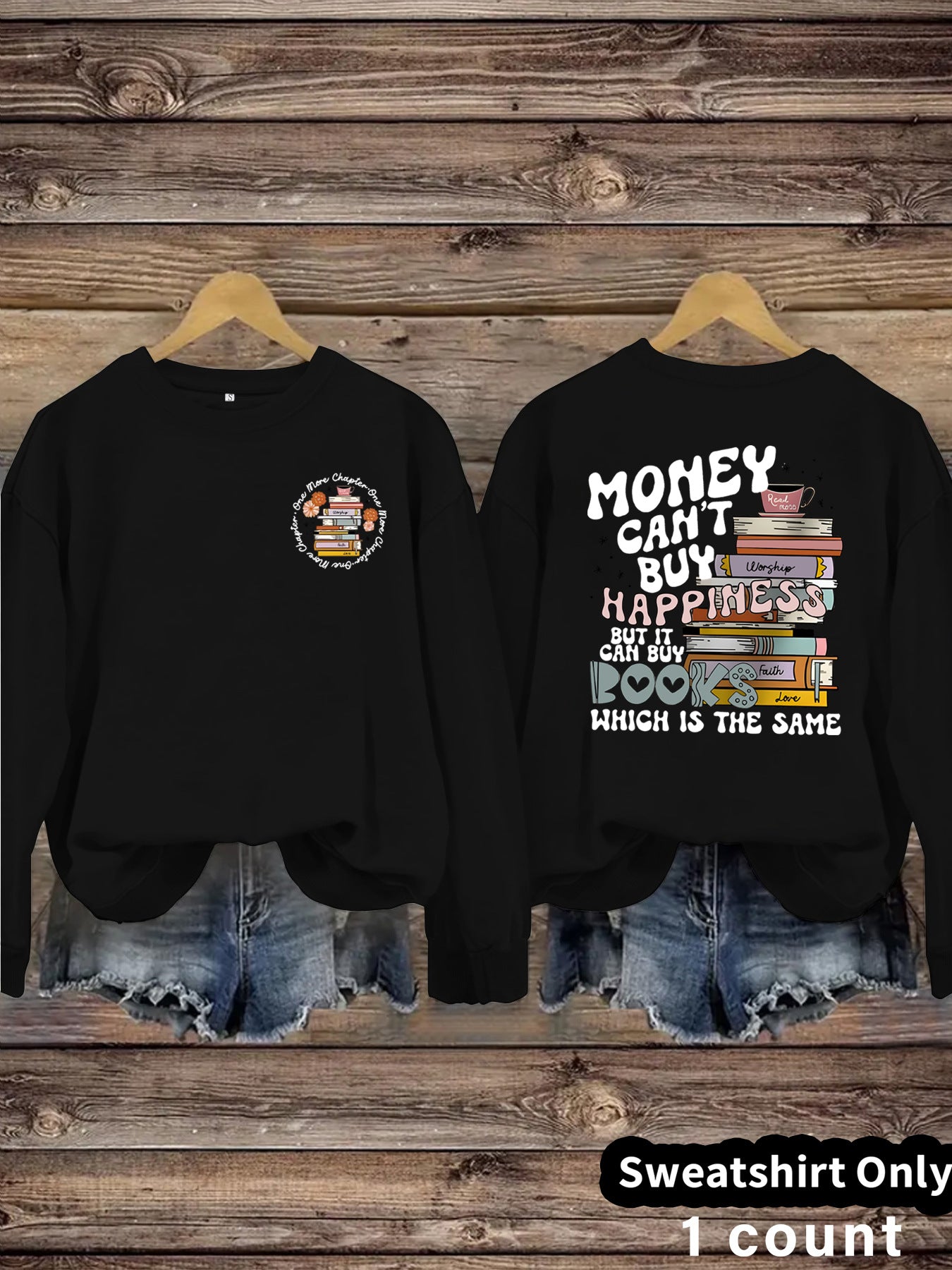 Book Flower Pattern Hoodie