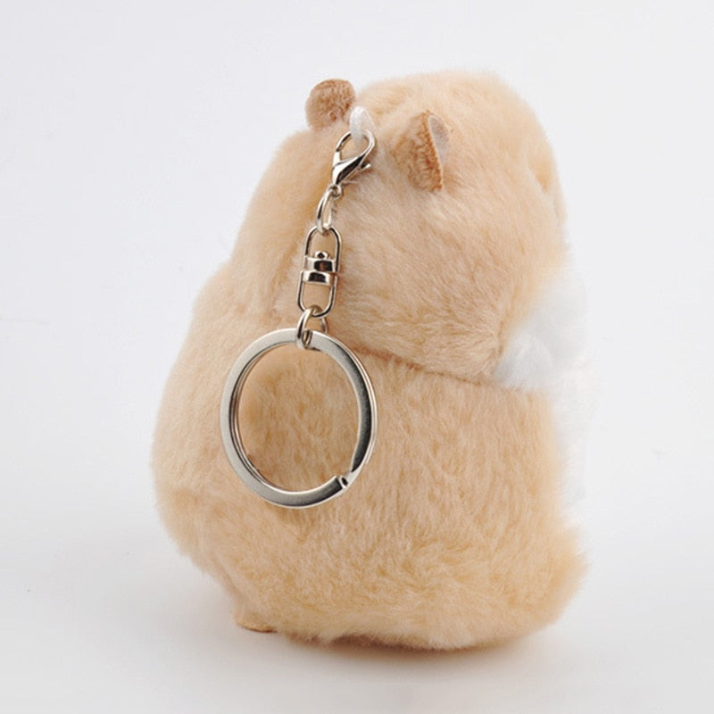 Mini Hamster Keyrings Keychains Faux Rabbit Fur Pompom Fluffy Trinkets Car Handbag Pendant Key Chian Ring Holder