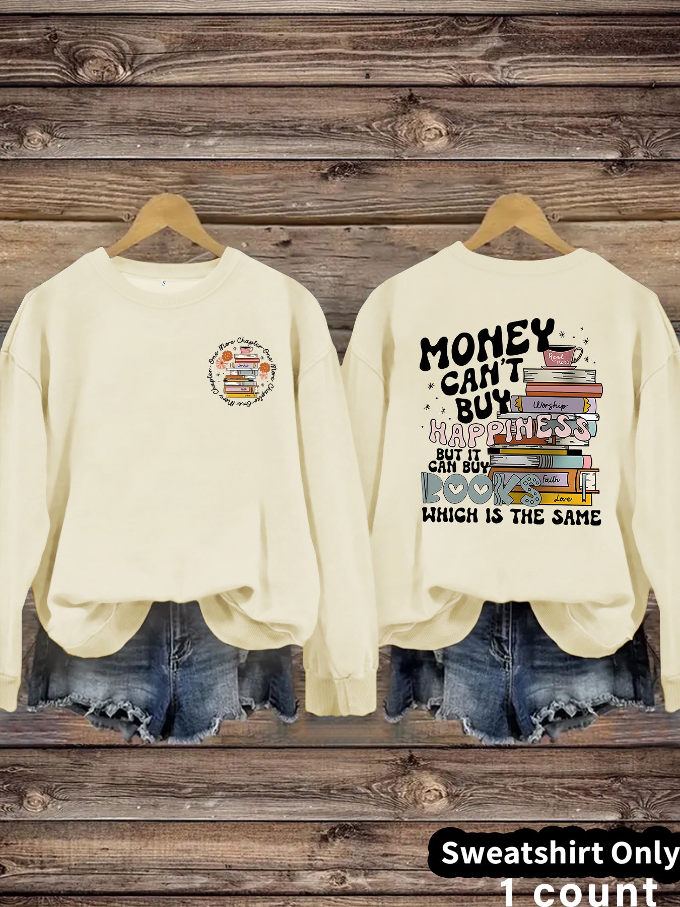Book Flower Pattern Hoodie