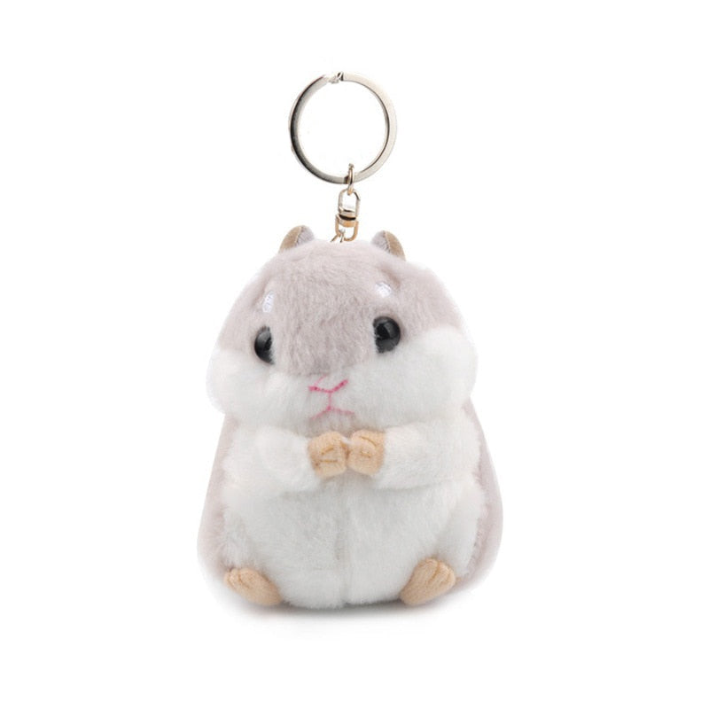 Mini Hamster Keyrings Keychains Faux Rabbit Fur Pompom Fluffy Trinkets Car Handbag Pendant Key Chian Ring Holder