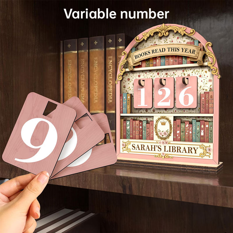 Vintage Wooden Book Sets for Reading This Year, 999-Count Bookshelf Display, Reading Tracker, Decorative Shelf Ornament