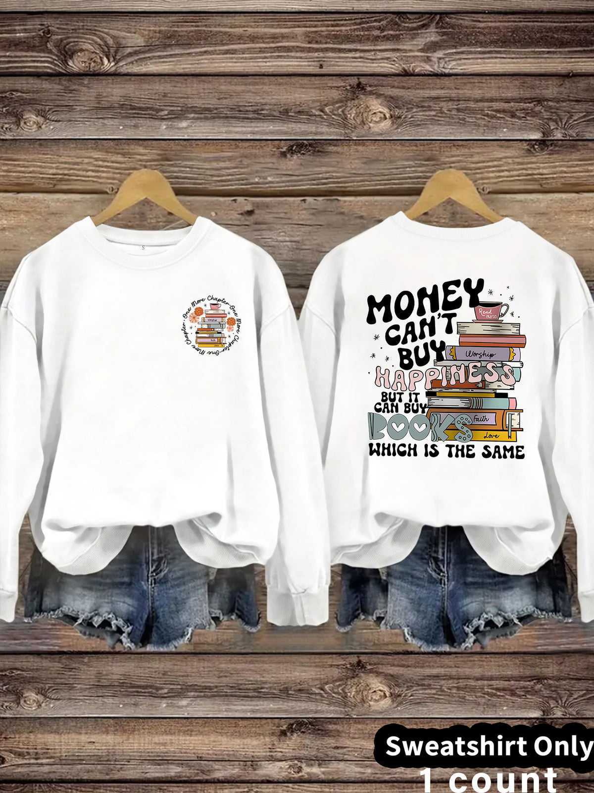 Book Flower Pattern Hoodie