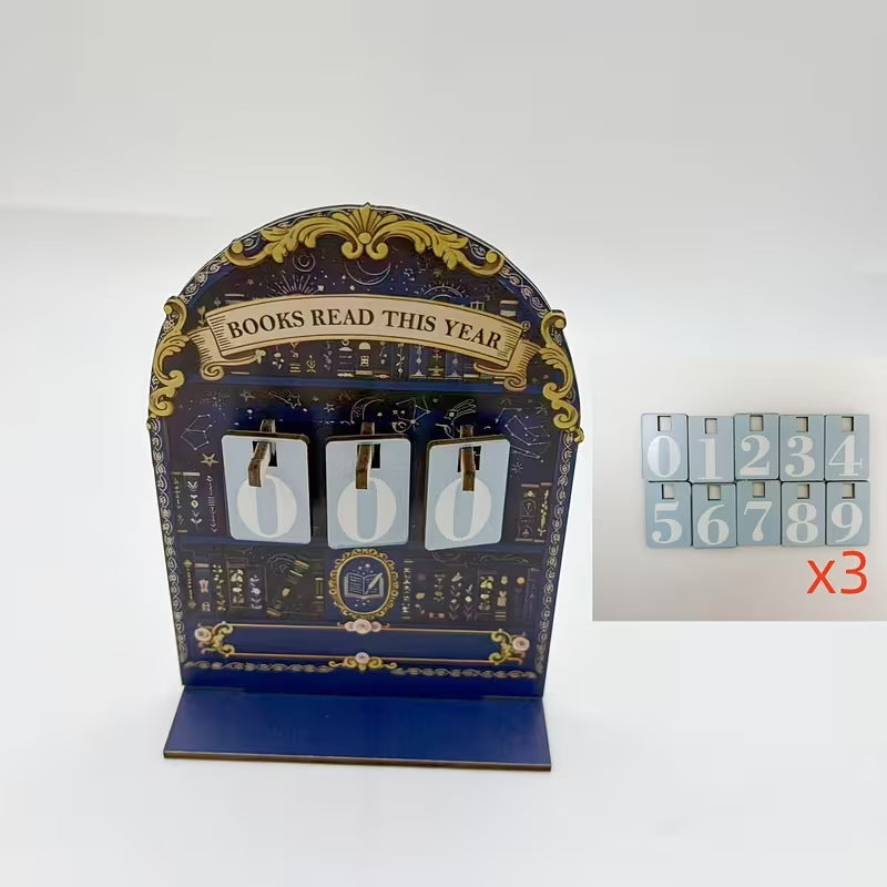 Vintage Wooden Book Sets for Reading This Year, 999-Count Bookshelf Display, Reading Tracker, Decorative Shelf Ornament