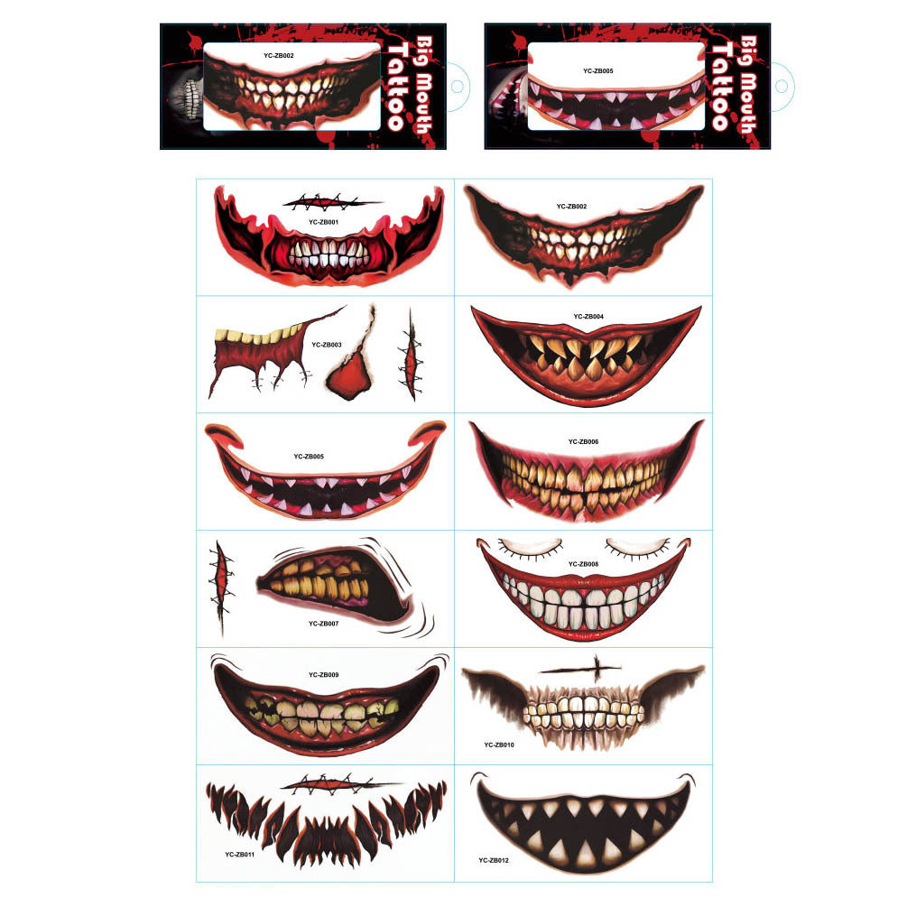 Halloween Day Atmosphere DIY Dress Up Scary Scars Tattoo Stickers