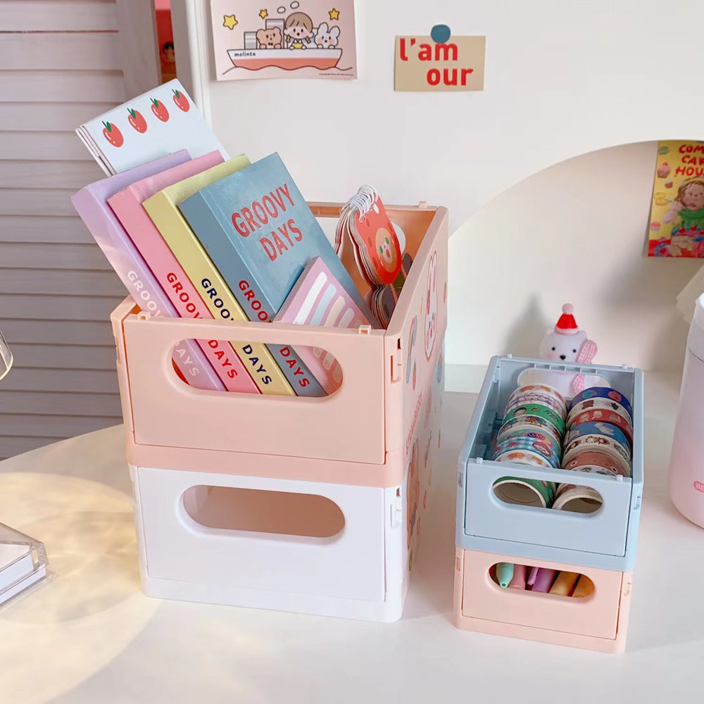 Dormitory Desktop Storage Box Book Snack Toy Storage Basket Simple Foldable Finishing Storage Box Sundries Small Basket