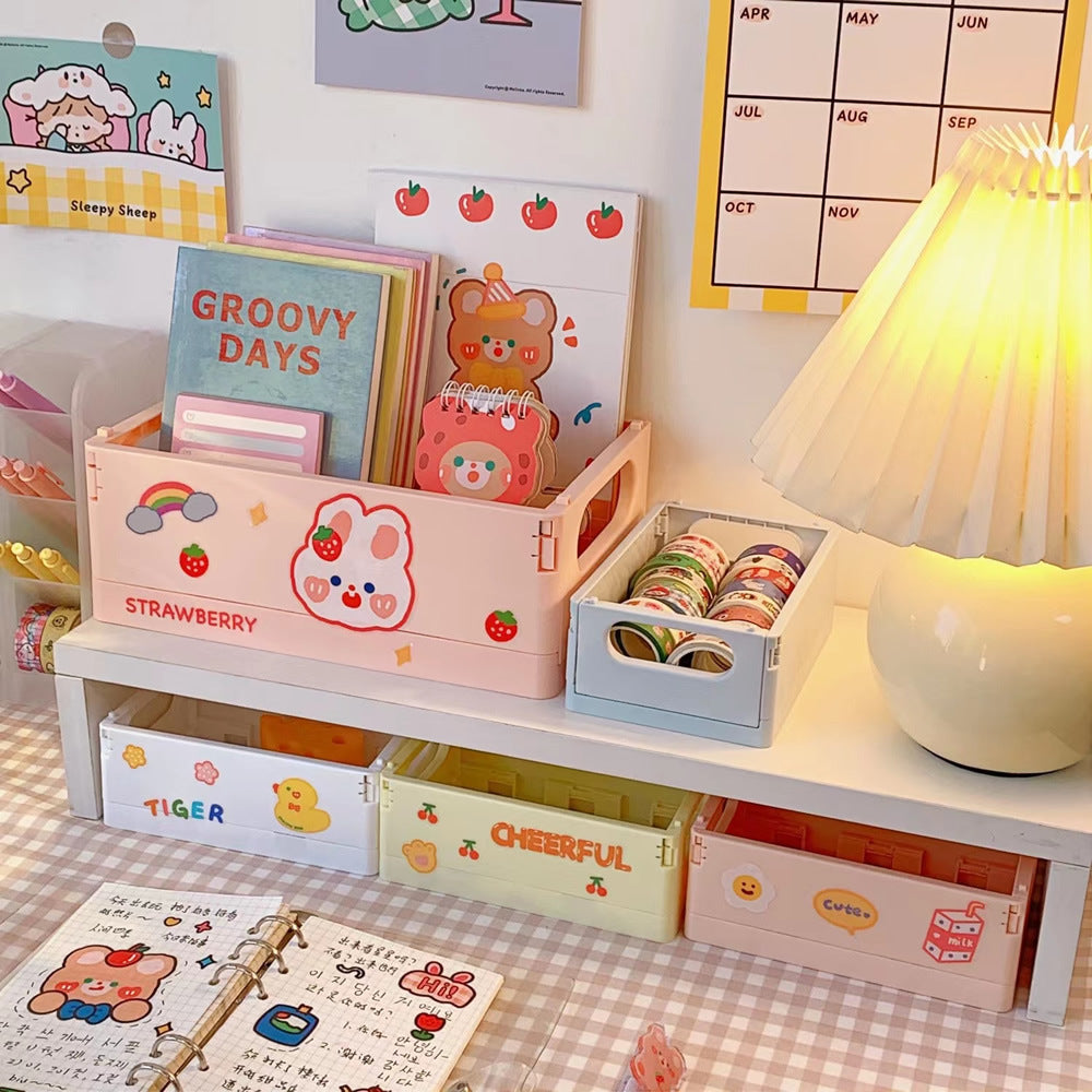 Dormitory Desktop Storage Box Book Snack Toy Storage Basket Simple Foldable Finishing Storage Box Sundries Small Basket