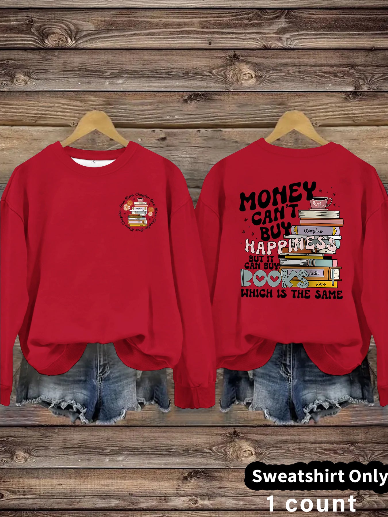 Book Flower Pattern Hoodie
