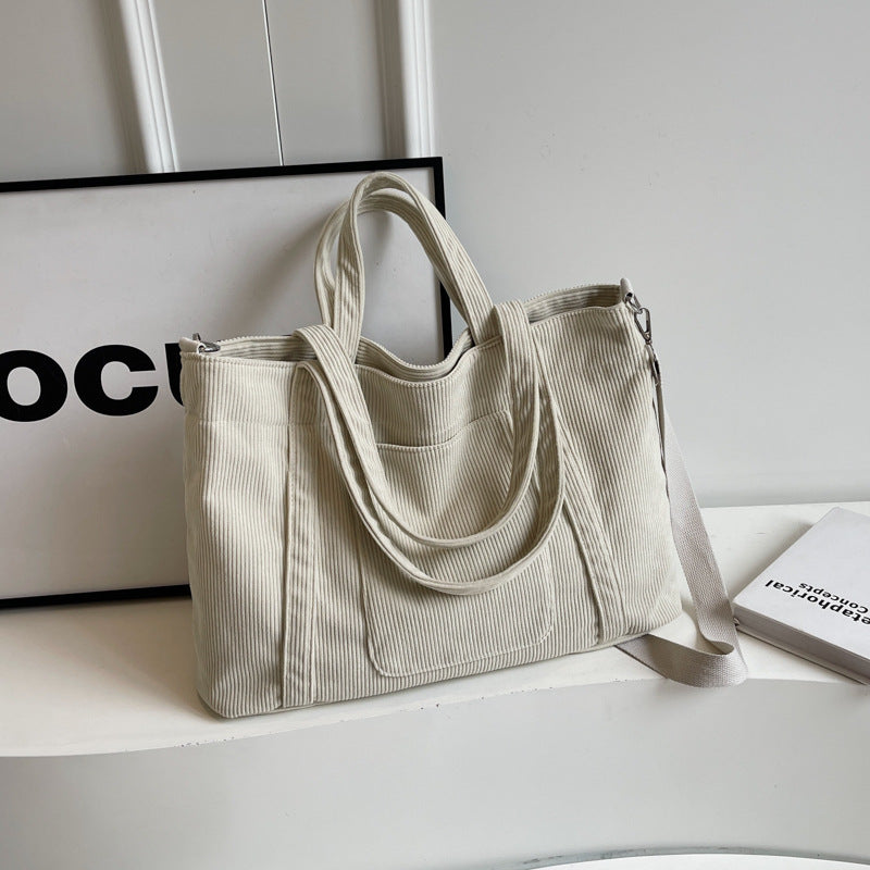 Corduroy Tote Bag – Large Shoulder Bag for Everyday Carry