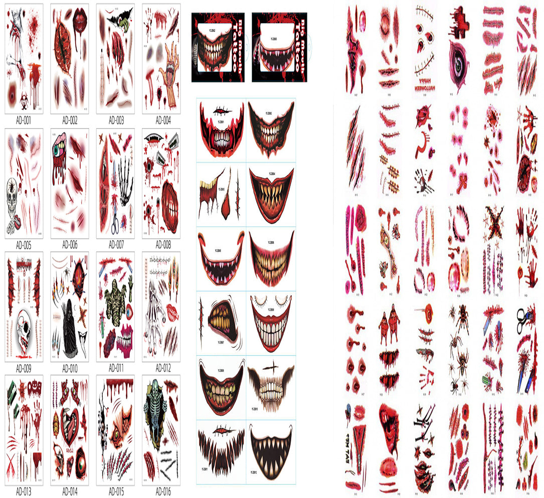Halloween Day Atmosphere DIY Dress Up Scary Scars Tattoo Stickers
