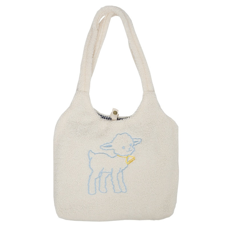 Embroidery Canvas Book Tote Bag