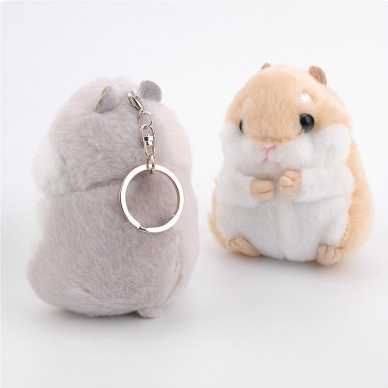 Mini Hamster Keyrings Keychains Faux Rabbit Fur Pompom Fluffy Trinkets Car Handbag Pendant Key Chian Ring Holder